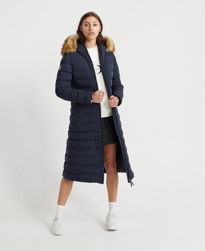 Superdry Arctic Long Puffer Női Kabát Sötétkék | BZWLA0961